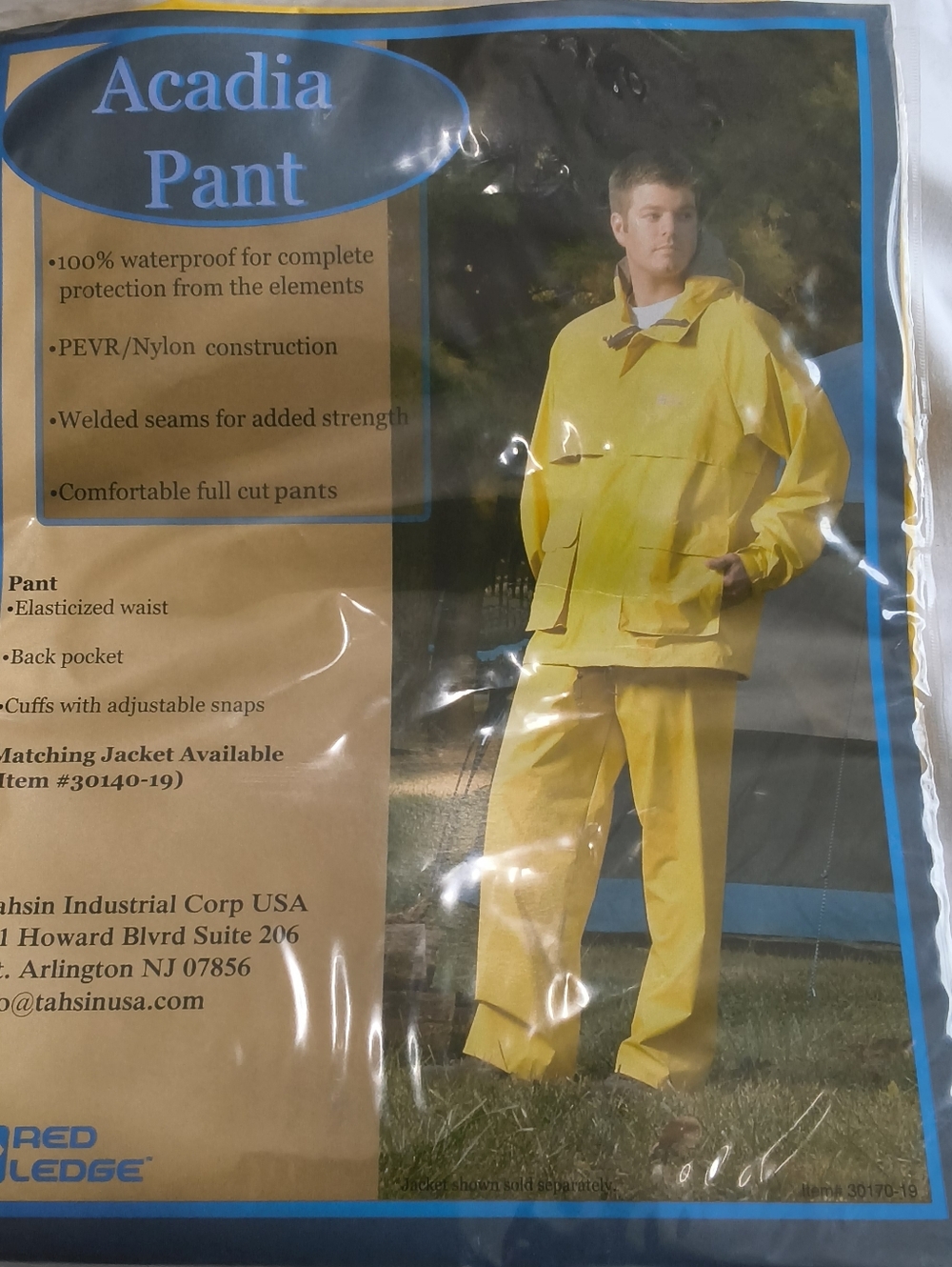 Red Ledge Acadia Pant Mens Large Yellow Waterproof Rain Pants 30170-19 NEW